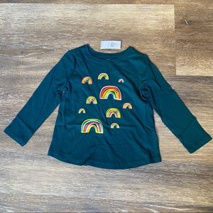 Old Navy Rainbow Graphic Green Long Sleeve 2T